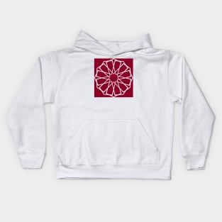 White Islamic Geometric Pattern Stars on Dark Pink Background Kids Hoodie